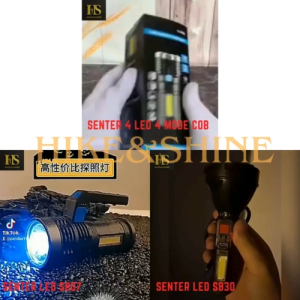 Senter 4 LED COB Senter 4 Mode Jarak Jauh Senter Camping 4 Mode Lampu