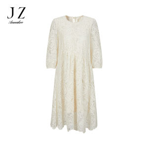 Elegant Romantic French Style A-Line Dress with Lace And Beads for Women Walnut Flower Bud Design Spring New Arrival