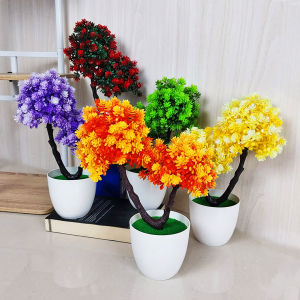 Wolf.id PBP142 Pot Bunga Plastik Tanaman Artificial Bonsai Mini Hiasan Ruangan Rumah Kantor Cafe Indoor Outdoor Ornamen Buatan Cantik [BISA COD]