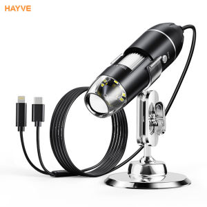 Hayve USB Microscope 1600X Zoom 1920P HD Electronic Digital Microscopes for Soldering with 8 LEDs Compatible with iOS & Android