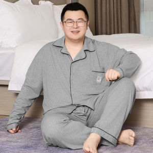 ชุดนอนผู้ชายผ้าฝ้ายแท้แขนยาวลายสีพื้น ชุดอยู่บ้าน ฤดูใบไม้ผลิและฤดูใบไม้ร่วง ชุดนอนผู้ชาย ชุดอยู่บ้าน ชุดนอนผ้าฝ้ายแท้ ชุดนอนผู้ชาย