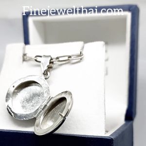 Finejewelthai-จี้ล็อกเก็ต ทรงกลม ล็อกเก็ตเงินแท้ ใส่รูปได้-P118600