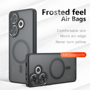 Case for Xiaomi Poco F6 Redmi Turbo 3 Frosted Matte Skin Feel Strong Magsafe Back Cover Camera Protection Four Corners Inner Air Cushion Anti-drop Shockproof Phone Case