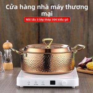 ZUOLEJIA | Nồi Súp Inox 304 Bề Mặt Đục Lõm