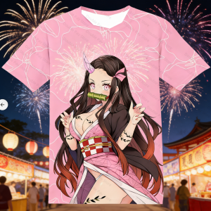 Bandai | Football Tshirt Japanese Anime Bandai Demon Slayer Tanjiro Nezuko T-shirt Sporty Street Loose for Mens Shirts Woman t-shirts