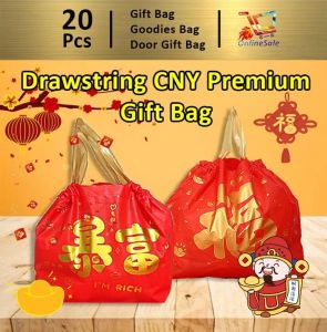 Gift Bag 20pcs Goodies Bag Door Gift Wedding Party (93) Drawstring Chinese New Year Premium Plastic Bag