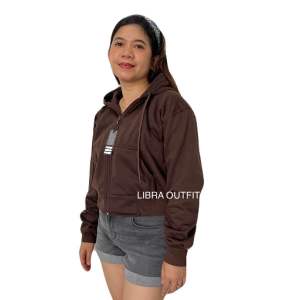 Croope Hodie zip up Moka Wanita Jaket Crop Hoodie zipper Polos Wanita By Libra