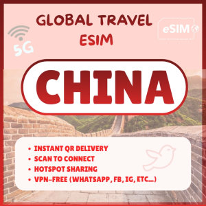 ChirpGo CHINA eSIM with unlimited Data VPN free Hotspot sharing chirpgo travel china esim China travel esim