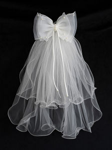 Proposal Certificate Photo Props Bridal Veil Headdress Pearl Bows White Super Mori Hair Accessories Dress