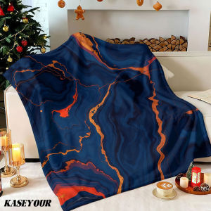 Beast Kingdom | Navy Blue Gold Marble Winter Summer Flannel Blanket Throw Fleece Soft Fuzzy Plush Cozy Fleece Blankets for Sofa Ideal Gifts