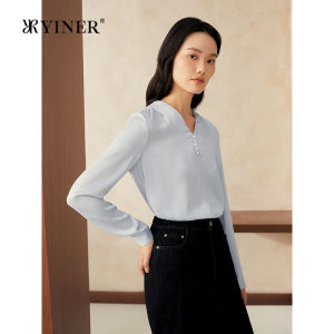 French Elegance V-neck Elastic Satin Silky Shirt