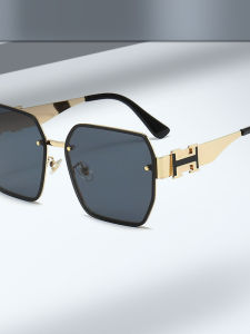 แว่นกันแดดโลหะแบบใหม่ แว่นกันแดดแฟชั่นสำหรับผู้ชายและผู้หญิง ขนาดใหญ่ ป้องกันรังสียูวี แว่นกันแดดแบบหนาสำหรับใบหน้าใหญ่