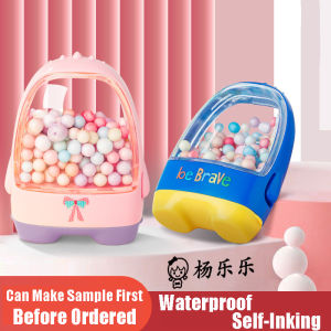 Rubber Stamp With 30 pcs Name Stickers Customized Name Stamp Luxury Set For Kids Cartoon Penguin Design Students Name Seal Kindergarten Clothes Waterproof Name Sticker Name Chop Seal