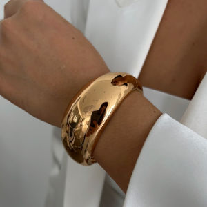 Ingemark | Ingemark Creative Punk Smooth Water Drop Open Bangles for Women Hip Hop Gold Color Geometric Spring Bracelet Men Jewelry Gift