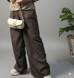 celana kulot wanita motif salur celana panjang wanita