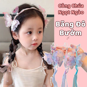 Băng Đô Công Chúa Cài Tóc Hình Bướm Hoa Đính Ngọc Cho Bé Gái - Phụ Kiện Tóc Điệu Đà Xinh Xắn