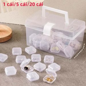 Bộ Hộp Nhựa Mini - 5/20 Chiếc Trong Suốt Đựng Trang Sức Cho Bông Tai Nhẫn Tai Nghe Nhét Tai Di Động Tổ Chức Ốp Lưng