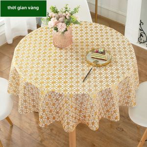 Bàn Tròn PVC Chống Thấm Nước Chống Dầu Chống Trượt Không Cần Giặt Bàn Ăn Bàn Trà Đệm Bàn Tấm Lót Phủ Bằng Vải Cotton Polyester