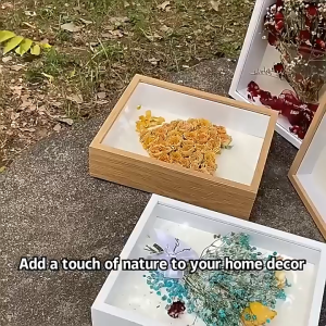 Valentines Day Flower Frame Wooden Shadow Box DIY Transparent Photo Frame 5cm Dep