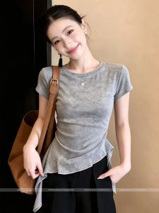 New Elegant Waist-Defining T-shirt Gray