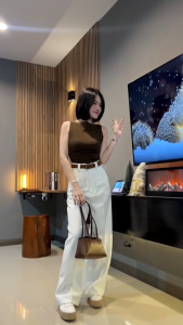 รุ่น Barbie mid เปิดตัวกางเกงทรงใหม่มาแล้ว กางเกงขากระบอกกลาง ดีเทลพิเศษมีหูเข็มขัดคู่