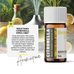 CITRONELLA Water-Soluble Fragrance Oil for Fresh Home Diffuser & Humidifier - Bug-Repellent 5mL