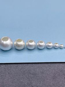925 Sterling Silver Beads Matte Finish Handmade DIY Spacer Beads Antique Method Single Bead Fashion Jewelry Accessories