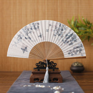 Quạt Gốm Tre Dầu Phong Cách Trung Hoa Cổ Điển Cho Phụ Nữ Quạt Múa Hanfu Quạt Hoa Chim Thủ Công Truyền Thống Của Giàn Shàn Ming