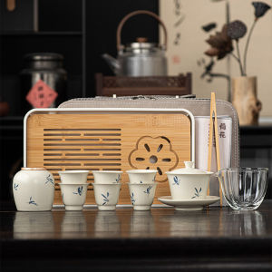 Bộ Trà Di Động Bằng Sứ Có Đĩa Đựng Nước Thủy Tinh Dùng Ngoài Trời Bộ Trà Hoa Sen Bằng Gốm Mang Theo Bộ Trà Đi Du Lịch