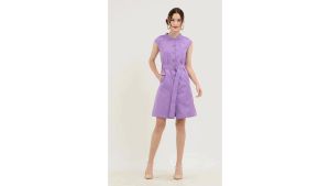 Badomoda WYNONA Elastic Collar Belted Dress: A Casual Women's Dress