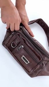 Tas Selempang Pria Stylish & Waistbag PU Leather Tas Pinggang Kulit