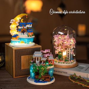 Xingdailei Castle Building Blocks Assembly Toy Sakura Tree House New Year Gift Educational Toys for Girls Small Particle Blocks