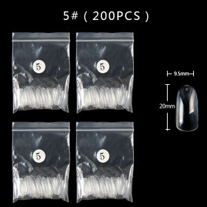TSZS 200pcs Short Medium Oval Almond Square Fake Nails Full Cover Single Size Acrylic Clear Art Tips For Display Stick-On Nail