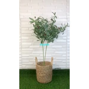 Pohon Artificial Daun Zaitun X2 Tangkai Cover Pot Eceng Gondok Handle Tanaman Hias Dekorasi Pajangan Ruangan Kantor Rumah Aesthetic