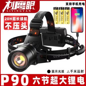 P70 LED Headlamp High Brightness Rechargeable Outdoor Night Fishing Long Shot Zoom Handheld Super Bright Headwearable Waterproof Mine Lamp