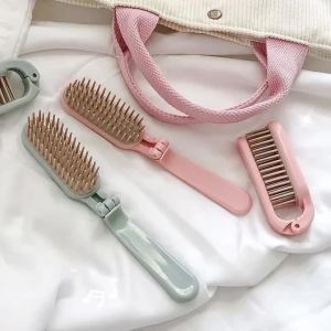 Air Cushion Hair Styling Comb Mini Folding Comb Women Portable Compact Comb Ins Cute Students Anti-static Massage Hair Brush