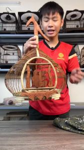 Lồng chim cu gáy đan cật tre lồng cu gáy đan tre hàng kĩ tặng kèm phụ kiện