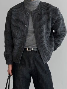 DAVID&ME | Stylish High-Quality Grey Thickened Short Cardigan for Men with Knit Texture
