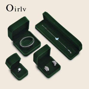 Oirlv Velvet Ring Box Gemstone Green Jewelry Box High-quality Earring Bracelet Necklace Box Jewelry Organizer Box Customizable