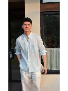Ice Blue Chinese Style Summer Sun Protection Shirt