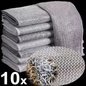 20cm Steel Wire Cleaning Cloth Double -layer Non -stick Oil Iron Dishrag Kitchen Pan Pot Dishes Cloths Rag Napery Dishcloth Rags