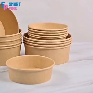 ชามกระดาษคราฟท์ พร้อมฝา 750ml/1000ml/1300ml ใส่อาหาร Food Grade บรรจุของร้อนได้ (25ใบ) ถ้วยกระดาษคราฟ