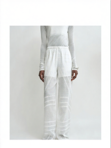 Geometric Embroidery Lyocell Ramie Drawstring Casual Long Pants