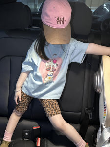 Cute Cartoon Dog Print Short Sleeve T-Shirt Summer Casual Clothes for Girls Boys Kids Baby Breathable Cotton round Neck Top