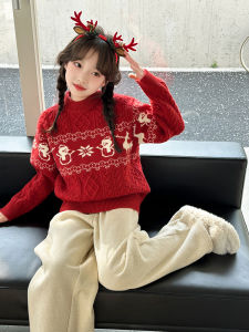 Christmas Motif Autumn Winter Sweater for School Girls round Neck Pullover Knitwear Midweight Casual Fashion Female Top