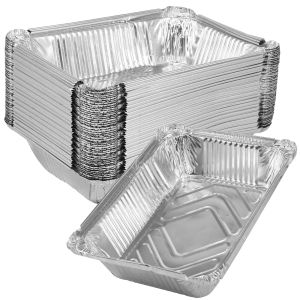 50/100pcs Aluminum Foil Trays with Lids Non-Stick Baking Pans Food Grade BBQ Bowl for Air Fryer Oven Baking Cooking Kitchen Tool