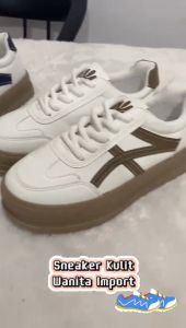NEW ARRIVAL!! - (J) (COD) Sepatu Sneakers Kulit Wanita Import W9983 Sepatu Wanita Kulit Import Sneaker Kulit Kasual Wanita Kekinian Import (+Box)