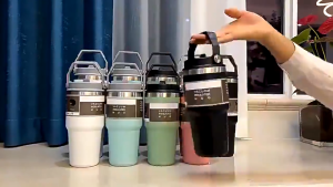 แก้วน้ำสแตนเลส 304 ฝาหูหิ้ว เก็บเย็นได้นาน การเก็บรักษาความร้อน แก้วสแตนเลส แก้วกาแฟ