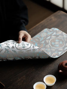 Waterproof New Chinese Style Tea Mat Table Flag Cloth Art Long Strip Kung Fu Tea Set Accessories Tapestry Tea Brewing Pad Tea Shop