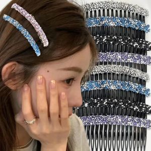 Full Rhinestone Hair Comb Crystal Diamond Toothed Anti Slip Hairpin Broken Bangs Invisible Insert Hair Fixed Clip Woman Hair Accessories